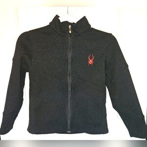 Spyder KIDS XL CORE Sweater/Jacket, 10 BOYS, waffle knit and velour. Black w red